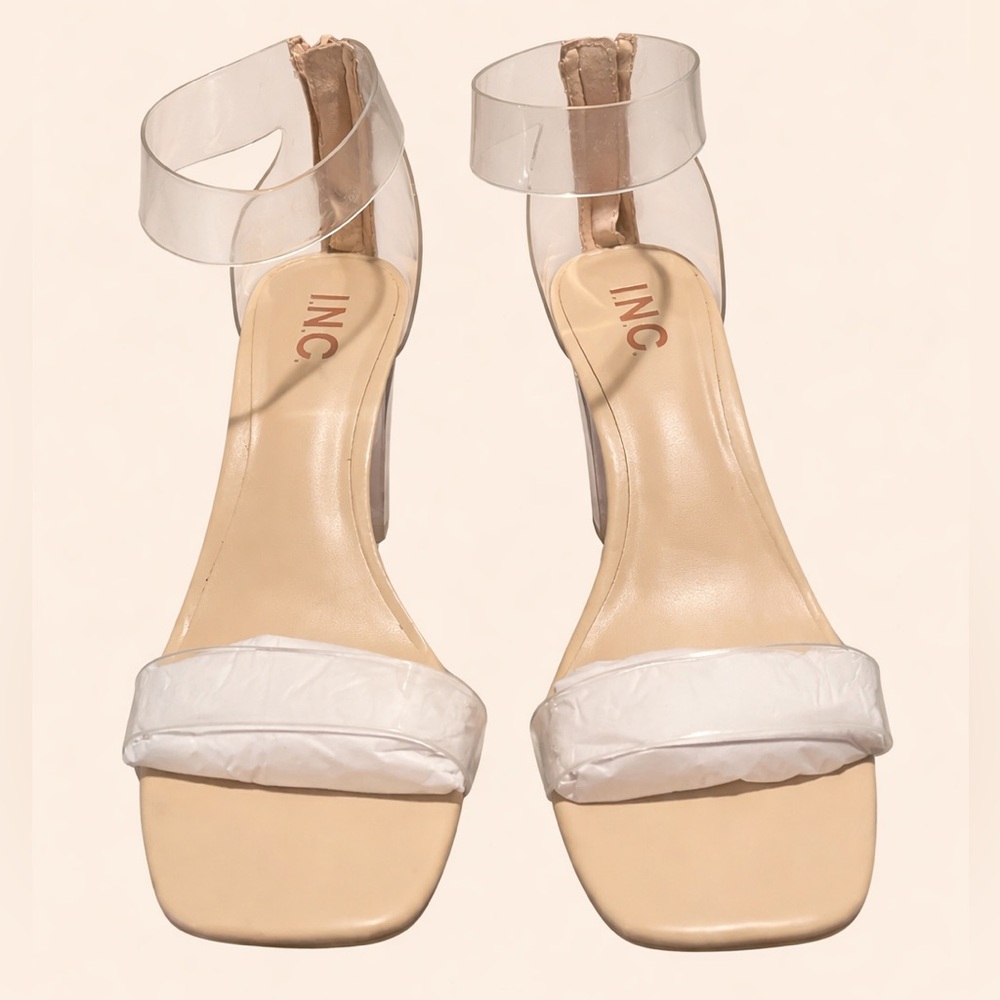 INC International Concepts Clear Vinyl Block Heel Sandal -Makenna Size 7M EUC - Picture 7 of 10